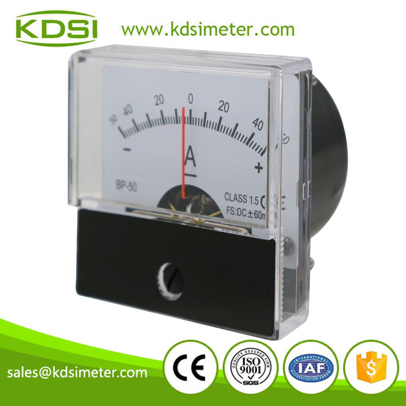 Small high sensitivity BP-45 DC+-60mV+-50A moving coil panel analog dc ammeter for shunt