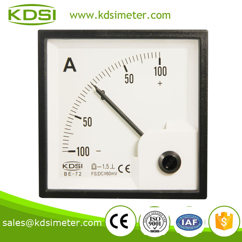 Hot sales BE-72 72*72 DC+-60mV +-100A analog current meter