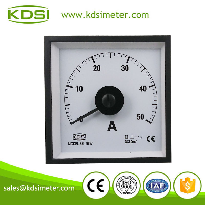 CE certificate wide Angle Meter BE-96W DC60mV 50A panel ampere meter