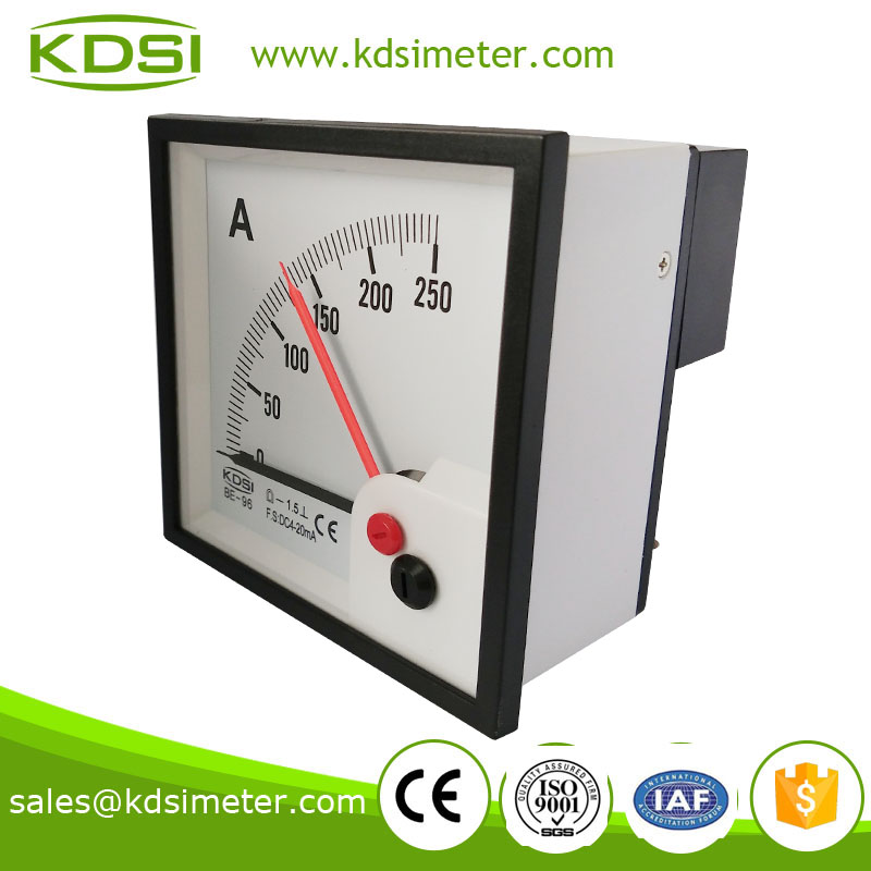 Square type Easy operation BE-96 DC4-20mA 250A double pointer ammeter with output