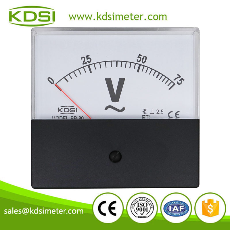 KDSI electronic apparatus BP-80 AC75V black cover analog ac panel voltage meter