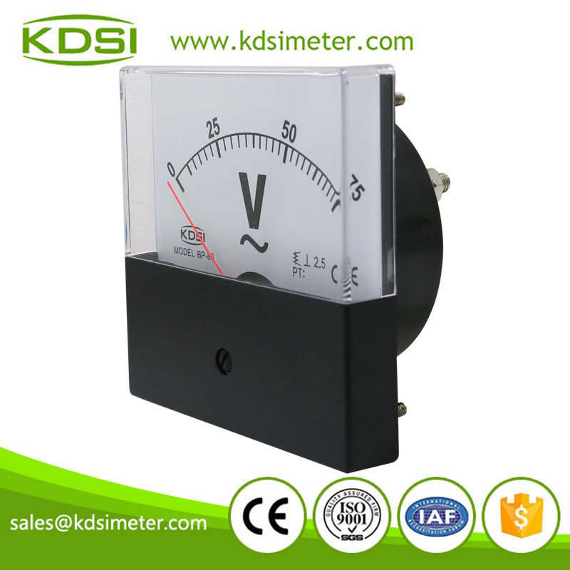KDSI electronic apparatus BP-80 AC75V black cover analog ac panel voltage meter