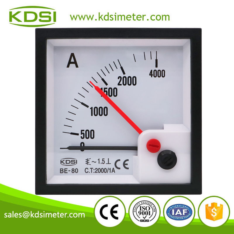 High quality BE-80 AC2000/1A with red pointer analog ac panel ammeter