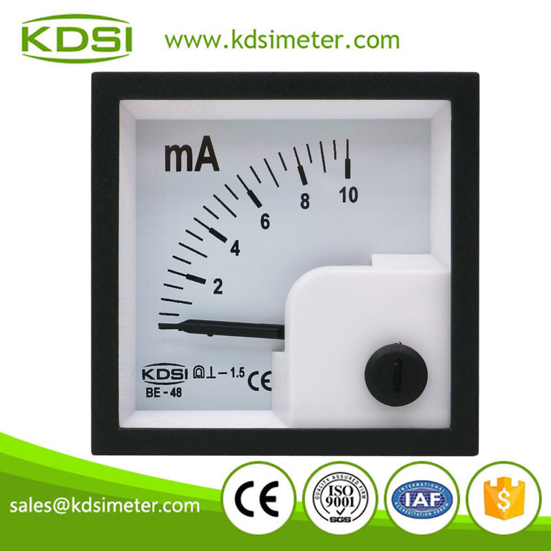 Small & high sensitivity BE-48 DC10mA dc analog amp current panel meter