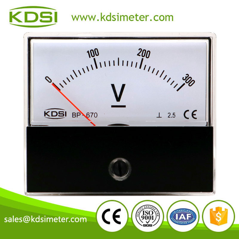 Rectangular type BP-670 DC300V analog panel mount generator voltmeter