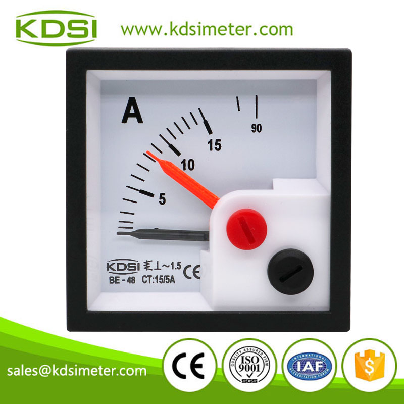 Square type BE-48 AC15/5A 6 times overload with red pointer ac mini analog panel meter
