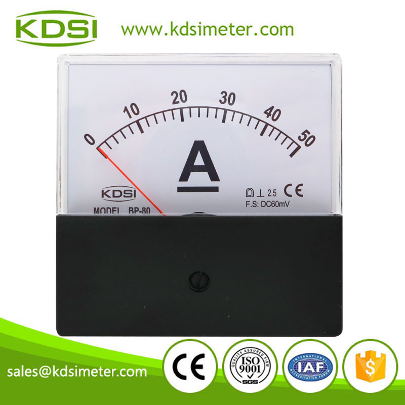 Original manufacturer high Quality BP-80 DC60mV 50A black cover analog panel amp meter for welding machine