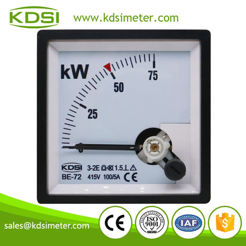 Safe to operate BE-72 3P3W 75kW 415V 100/5A analog kW panel power meter
