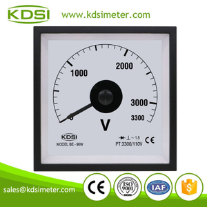 Easy operation BE-96W AC3300V/110V wide angle ac analog panel mount voltmeter