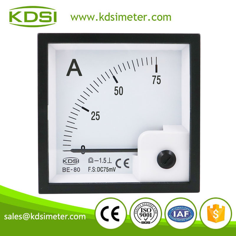 Safe to operate BE-80 DC75mV 75A analog dc panel ampere meter