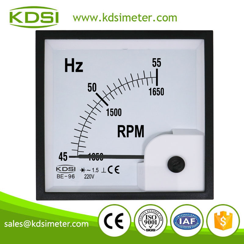 Durable in use BE-96 45-55Hz+rpm 220V panel analog hz frequency meter