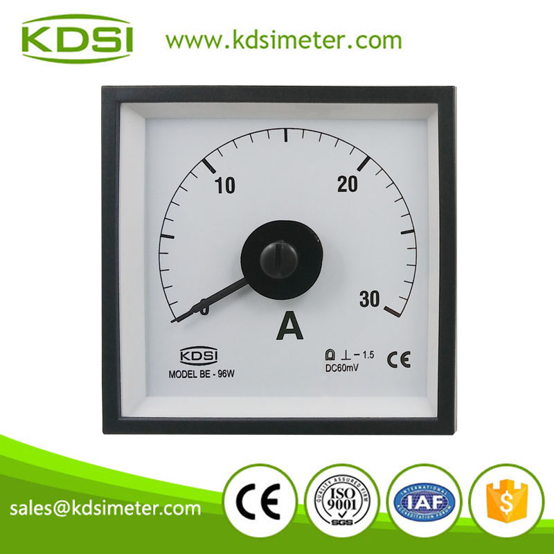 Industrial universal wide Angle Meter BE-96W DC60mV 30A analog dc ampere meter